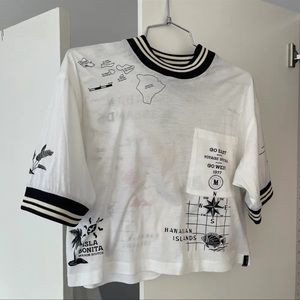 Scotch & Soda crop top t shirt white and black